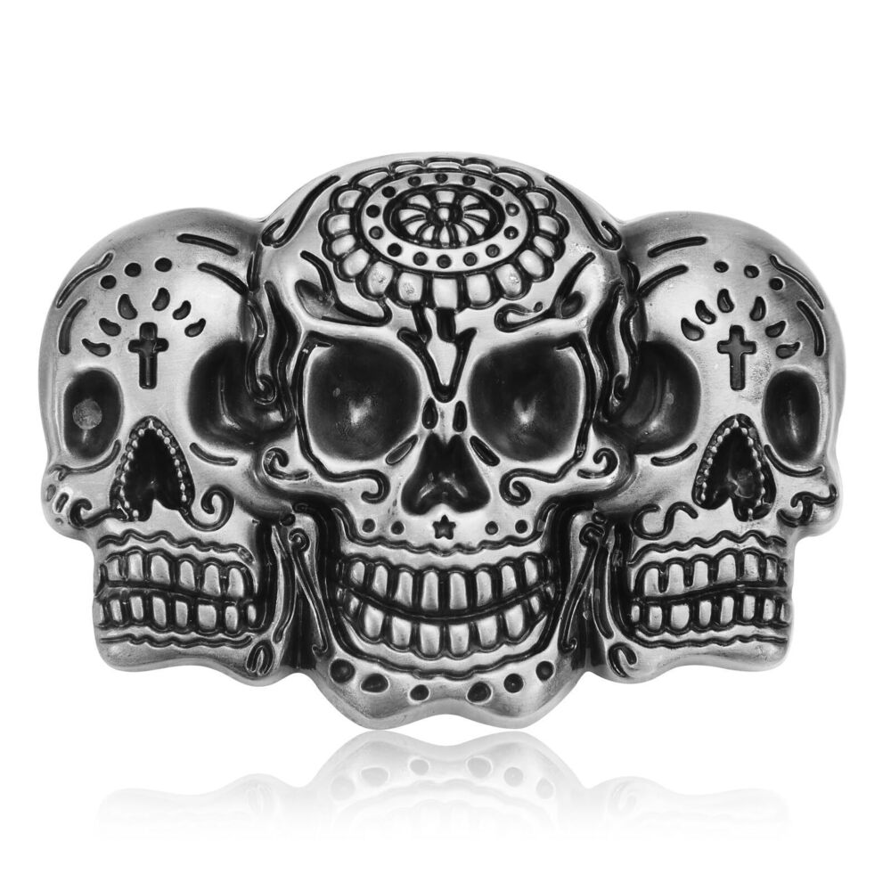 4481 Ghost Skeleton Skull Belt Buckle , Native American Western Cowboy Belt